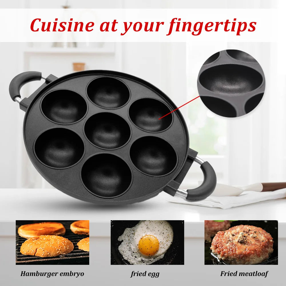 7 Hole Cast Iron Cookware Omelette or Cake Mold