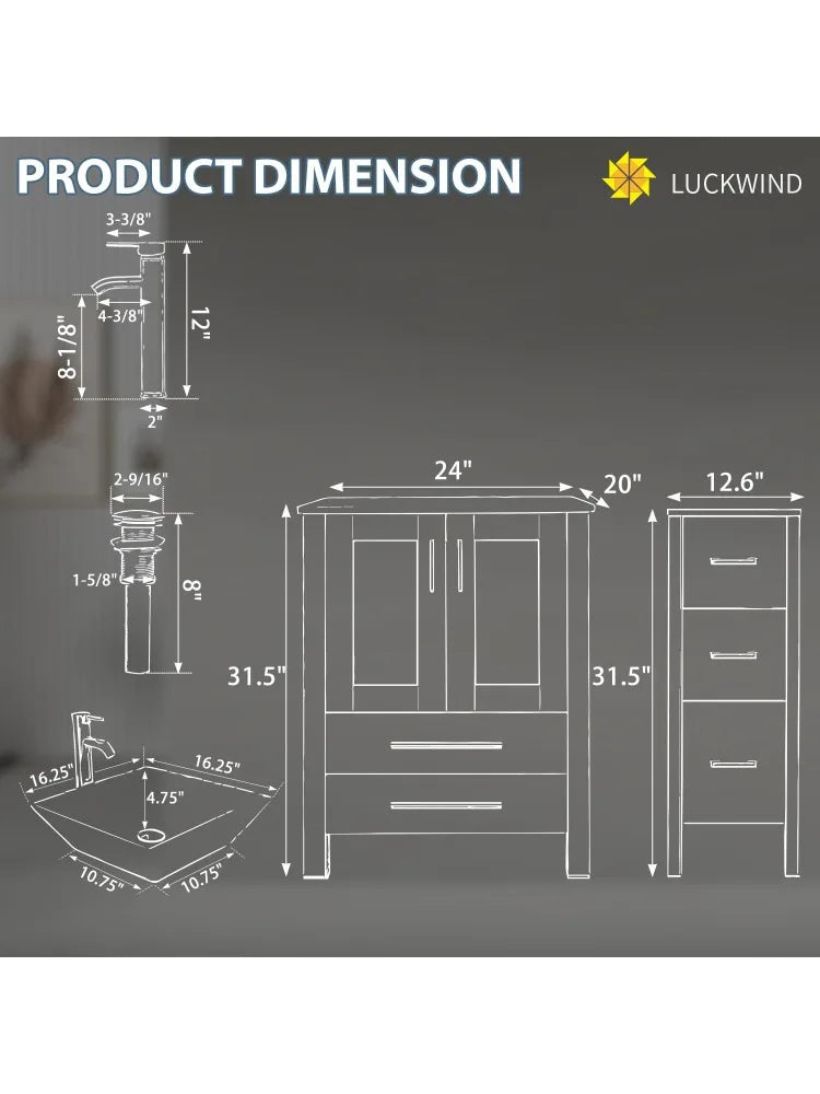 Bathroom Vanity with Sink Combo & Main Cabinet