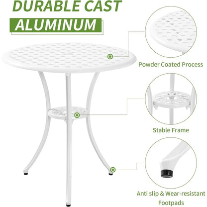 Set of white bistro table and chairs for 2