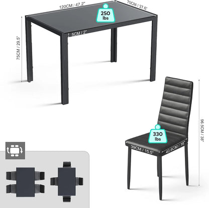 Modern Kitchen and Chairs Table Set for 4