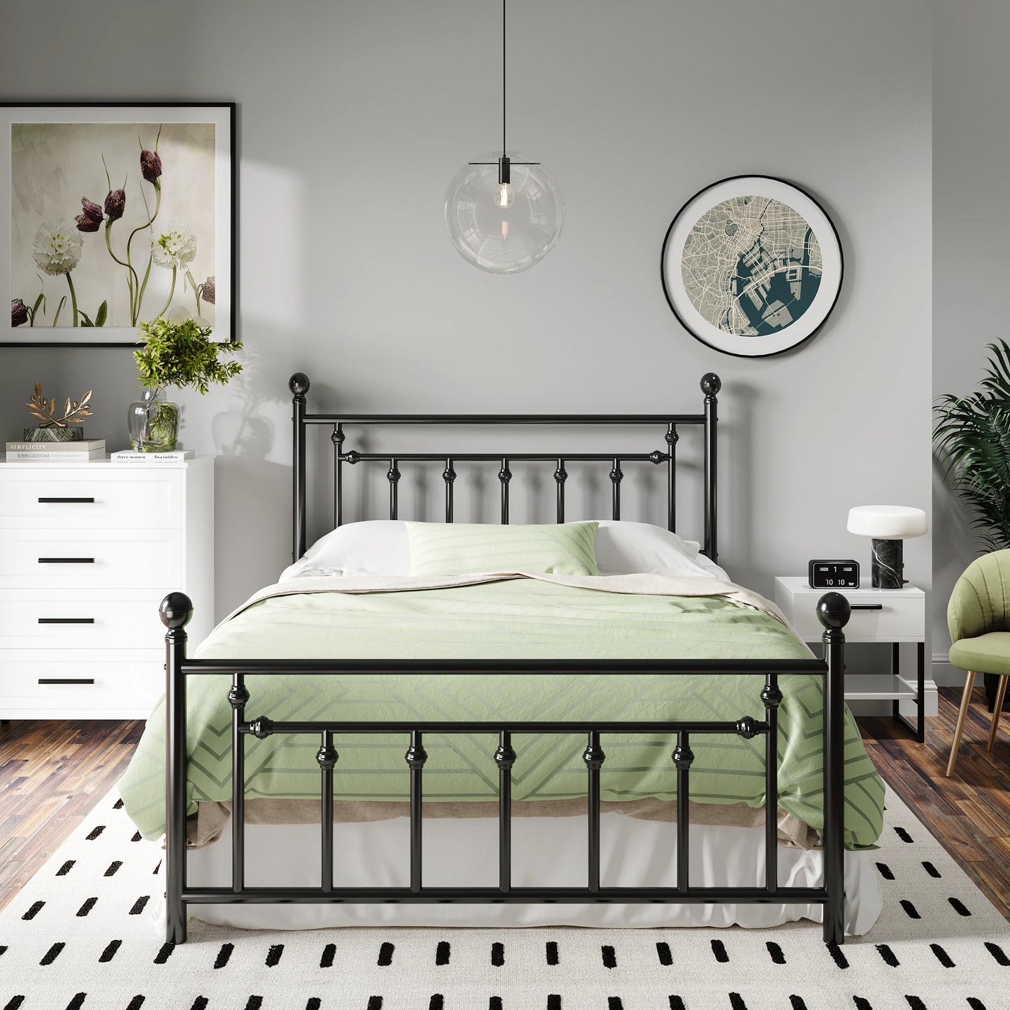 Iron-Art Victorian Style Metal Platform Bed Frame