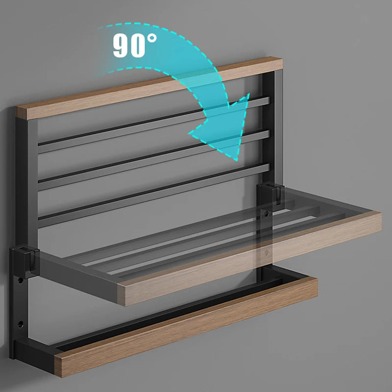 Bathroom Hardware shelf Black Wood Bath Accessories