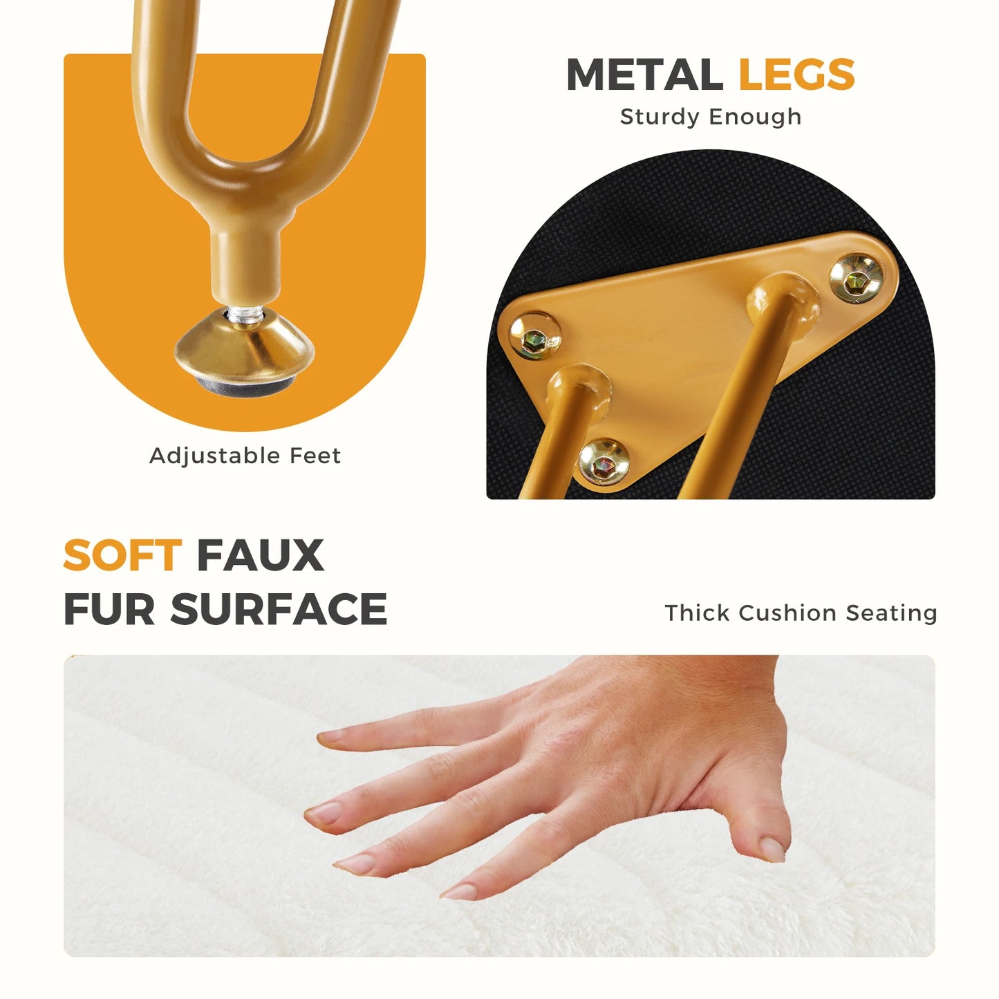 Faux Fur Living Room Hidden Storage Stools