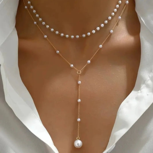 2025 New Imitation Pearl Double Layered Choker