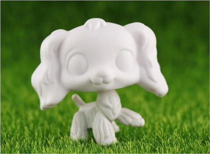 White Lovely Shorthair Cat, Collie and Husky Figurines