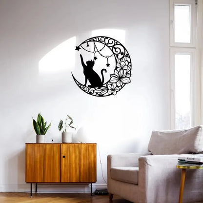 Metal Black Cat Wall Pendant Versatile Decor