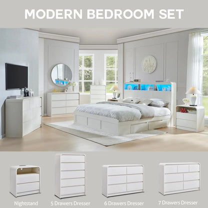 25" Modern Bed Side Table W/Charging Station