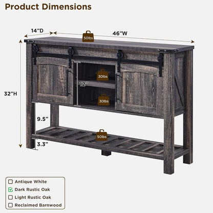 Farmhouse Entryway Table with Sliding Arch Doors