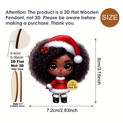 12pcs African American Christmas Ornaments 2D Wood